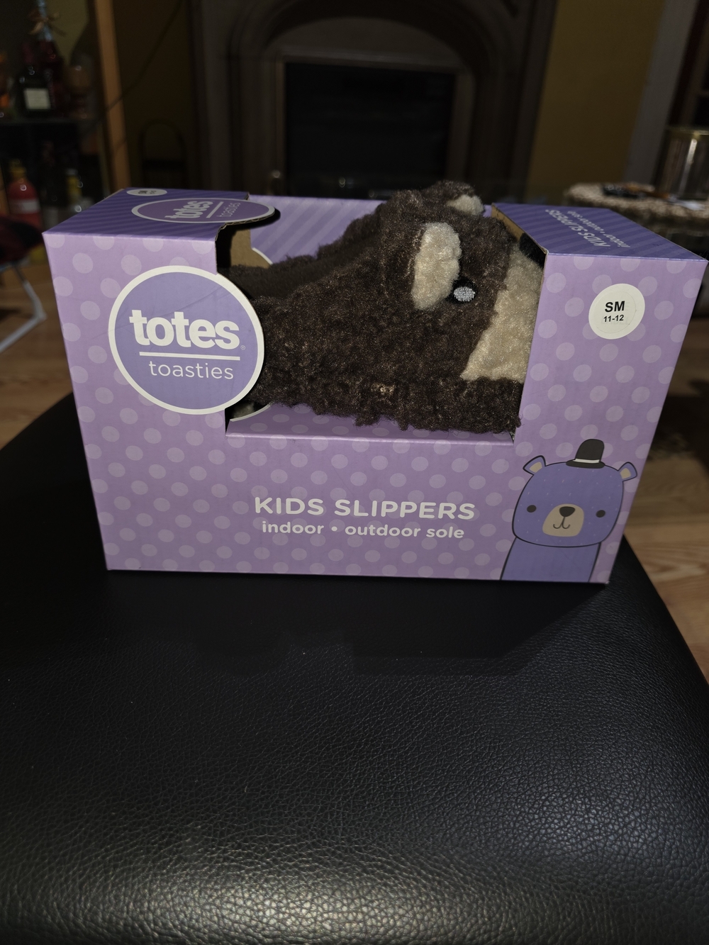 Totes Toasties Plush Kids Slippers - Bear Design
